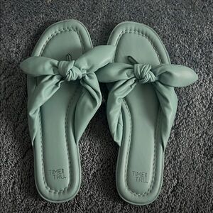 Time and Tru Women's Mint Knotted Slide Sandals